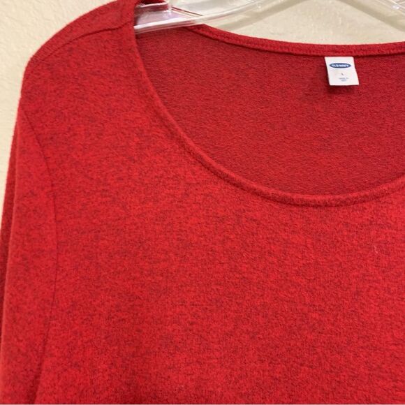 OLD NAVY SWEATER WOMEN’S LARGE RED SCOOP NECK KNIT POLYESTER SPANDEX. - Picture 3 of 11
